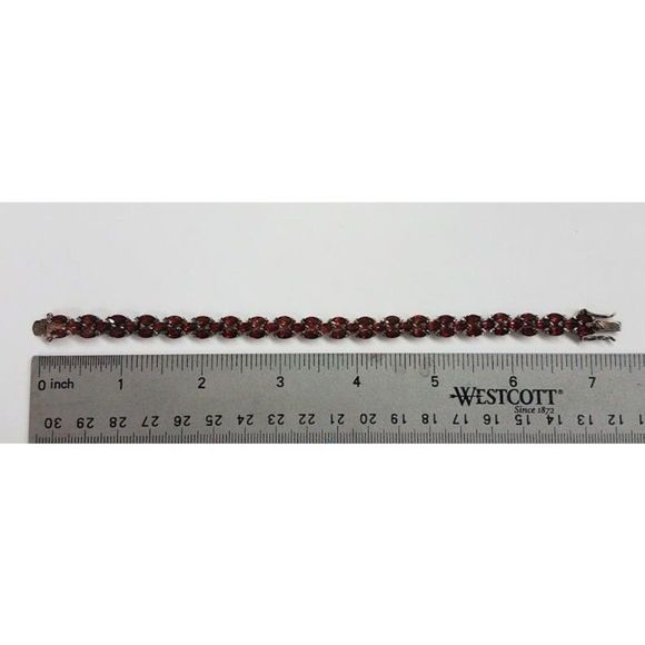 Sterling Silver & Garnet Bracelet - Picture 4 of 5